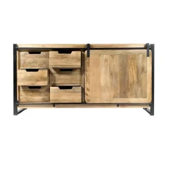 Buffet<Made in Meubles Buffet en bois de manguier avec porte coulissante New-York