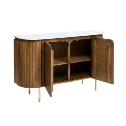 Buffet<Made in Meubles Buffet en bois de manguier et marbre Sienne