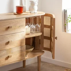 Buffet<Made in Meubles Buffet en bois de manguier et cannage Palma