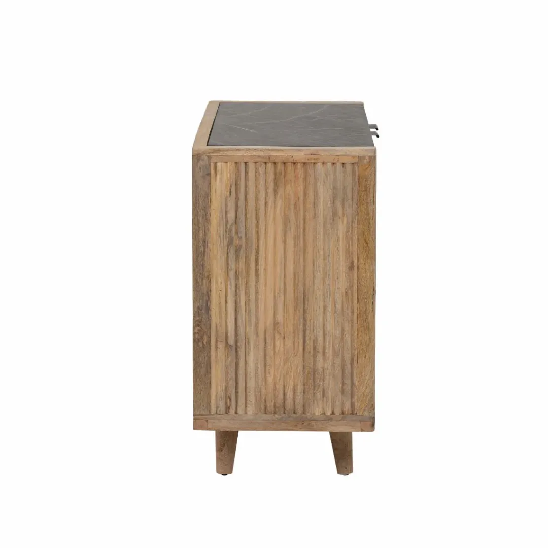 Buffet<Made in Meubles Buffet en bois de manguier et marbre noir Riley