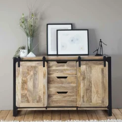 Buffet<Made in Meubles Buffet en bois de manguier New-York