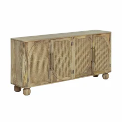 Buffet<Made in Meubles Buffet en bois de manguier et cannage Thora
