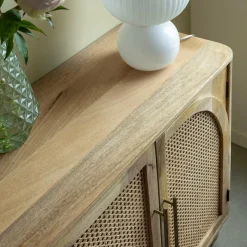 Buffet<Made in Meubles Buffet en bois de manguier et cannage Thora