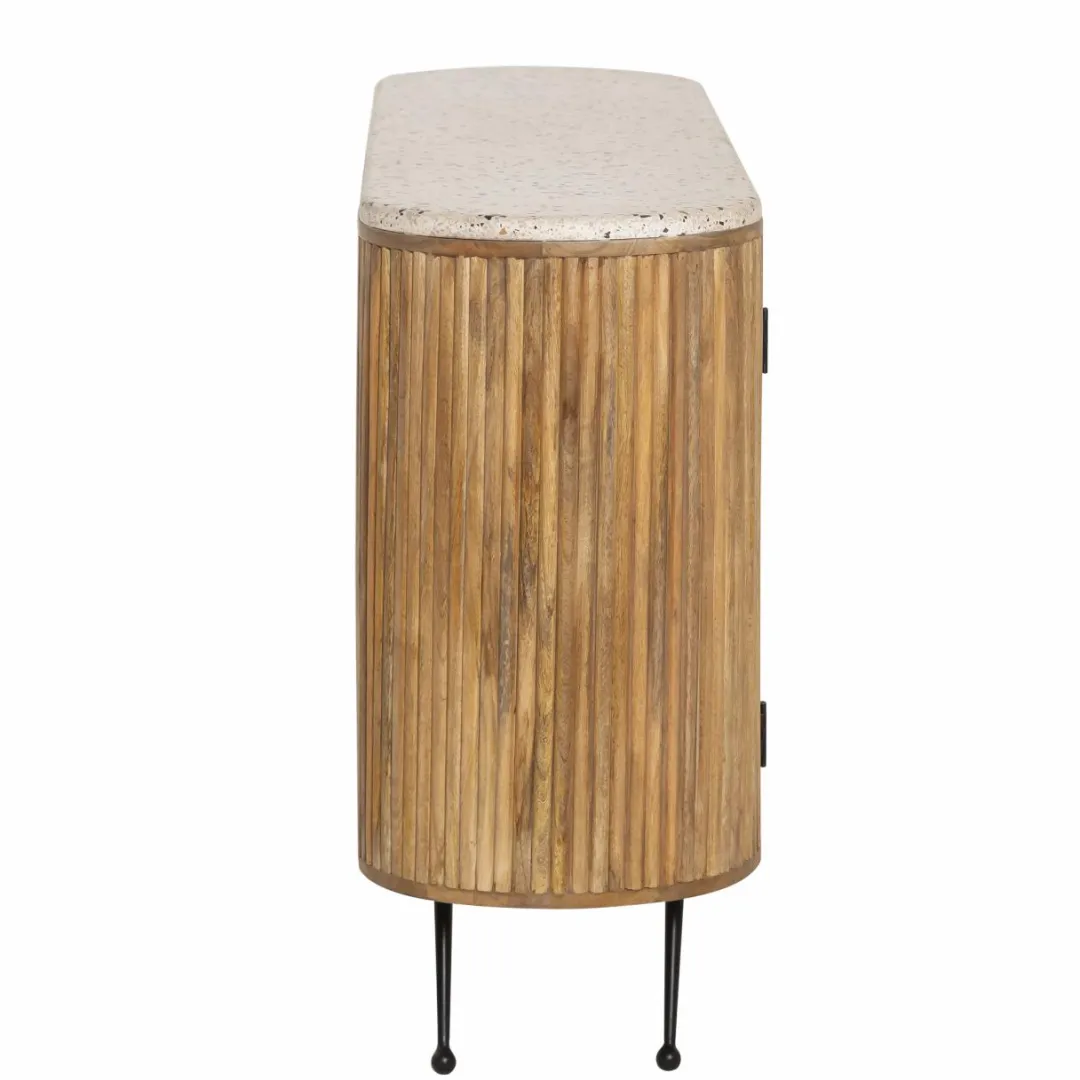 Buffet<Made in Meubles Buffet en bois de manguier et terrazzo Ambrine