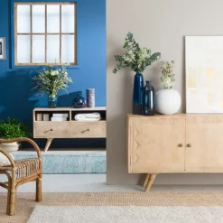 Buffet<Made in Meubles Buffet en bois de manguier blanchi Kamila