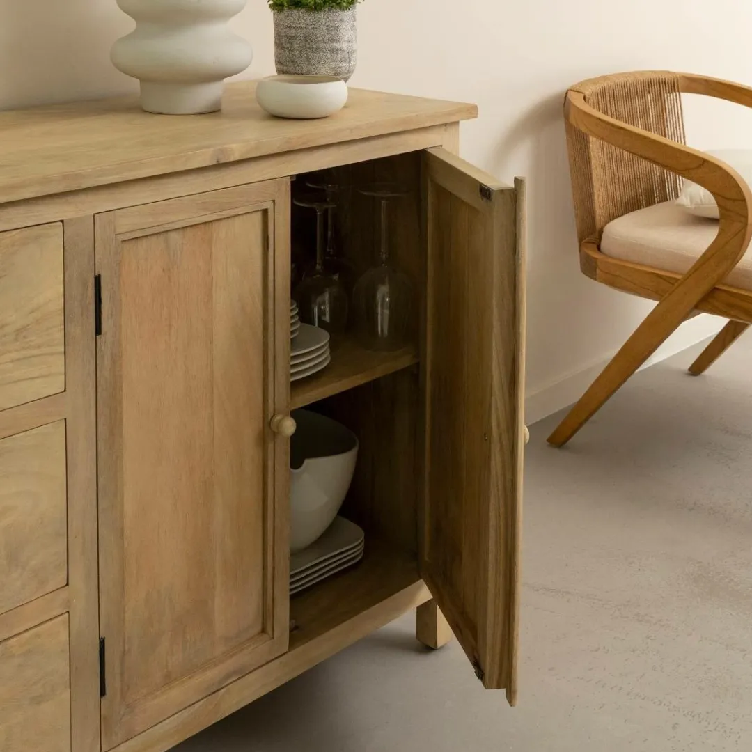 Buffet|Meuble Sous Vasque<Made in Meubles Buffet en bois de manguier blanchi Ronan