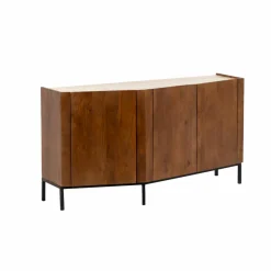 Buffet<Made in Meubles Buffet en bois de manguier et travertin Azure