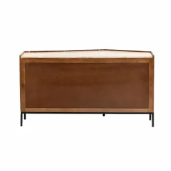 Buffet<Made in Meubles Buffet en bois de manguier et travertin Azure