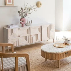 Buffet<Made in Meubles Buffet en bois de manguier blanchi Tristan