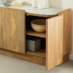 Buffet<Made in Meubles Buffet en bois de manguier et marbre Adler