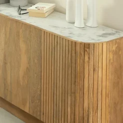 Buffet<Made in Meubles Buffet en bois de manguier et marbre Adler