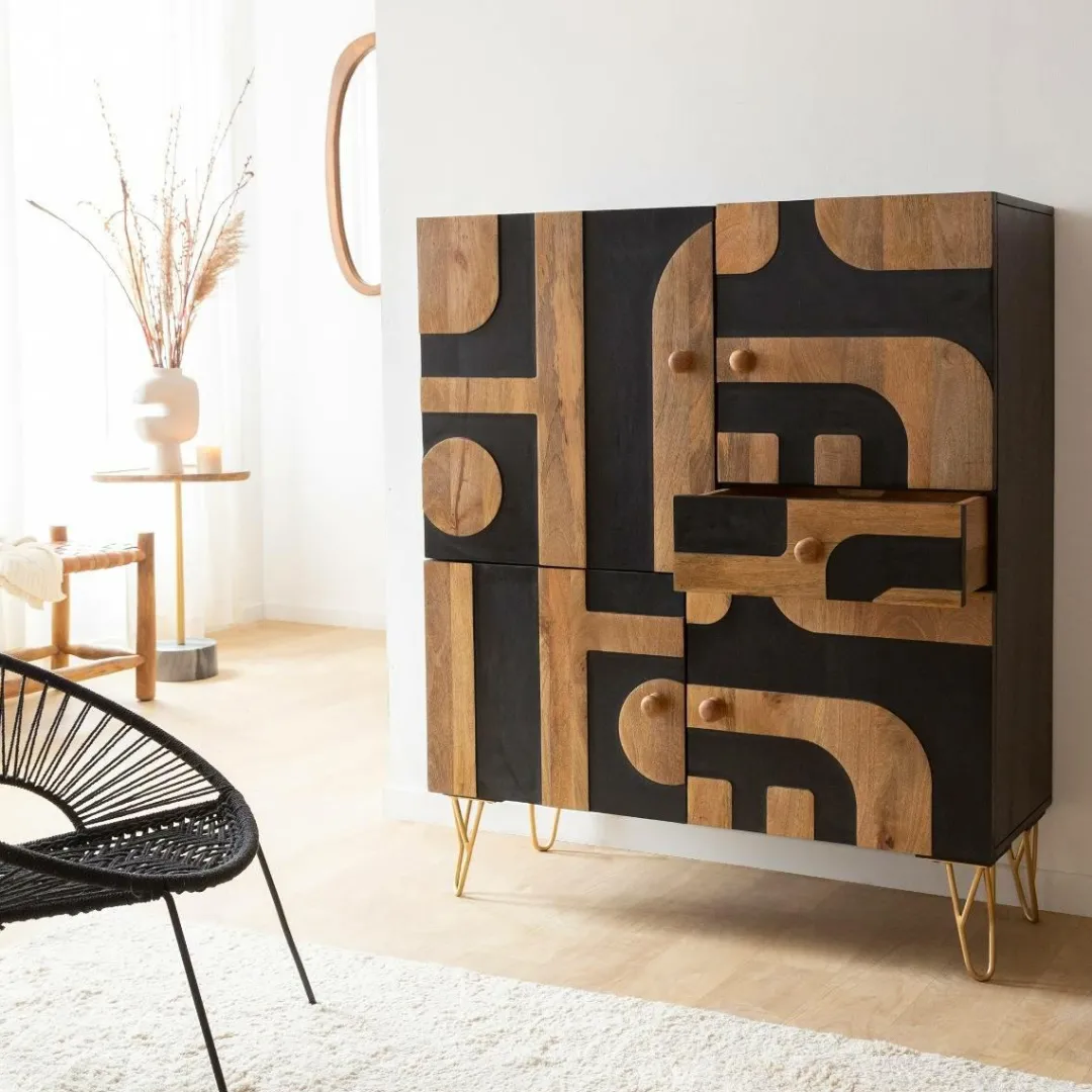 Buffet<Made in Meubles Buffet en bois de manguier et métal Colombine