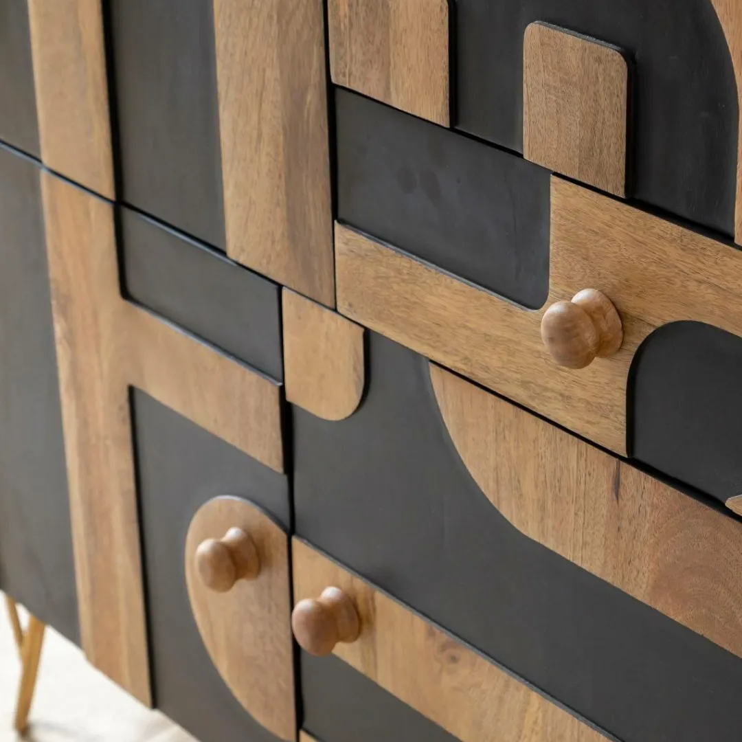 Buffet<Made in Meubles Buffet en bois de manguier et métal Colombine