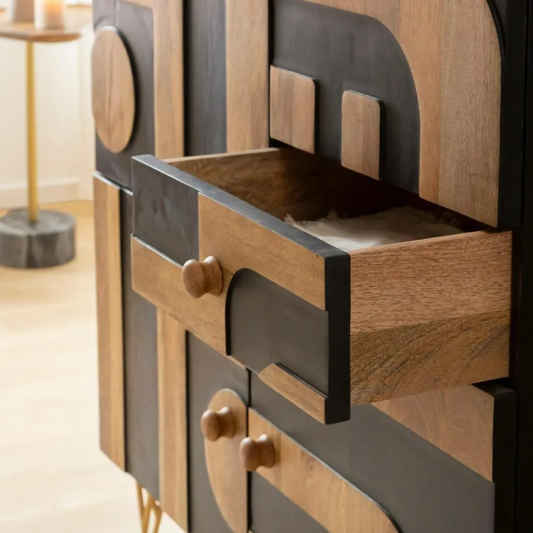 Buffet<Made in Meubles Buffet en bois de manguier et métal Colombine