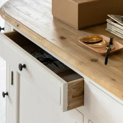 Buffet<Made in Meubles Buffet en bois recyclé blanchi 180 cm Garance