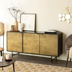 Buffet<Made in Meubles Buffet en laiton et métal Janelle
