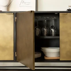Buffet<Made in Meubles Buffet en laiton et métal Janelle