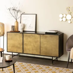 Buffet<Made in Meubles Buffet en laiton et métal Janelle