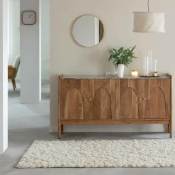 Buffet<Made in Meubles Buffet en marbre et bois d'acacia Calix