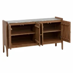 Buffet<Made in Meubles Buffet en marbre et bois d'acacia Calix