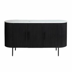 Buffet<Made in Meubles Buffet en métal et marbre blanc Mona