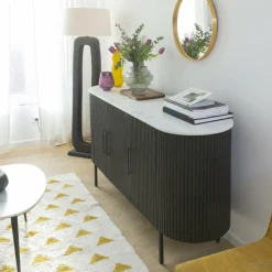 Buffet<Made in Meubles Buffet en métal et marbre blanc Mona