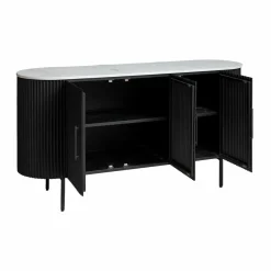 Buffet<Made in Meubles Buffet en métal et marbre blanc Mona