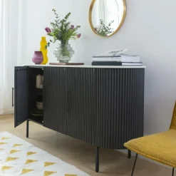 Buffet<Made in Meubles Buffet en métal et marbre blanc Mona