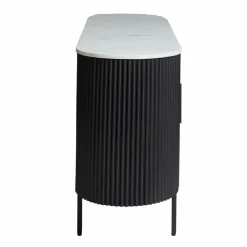 Buffet<Made in Meubles Buffet en métal et marbre blanc Mona