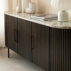 Buffet<Made in Meubles Buffet en métal et marbre Alfred