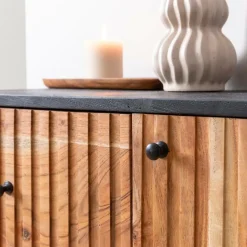 Buffet<Made in Meubles Buffet haut en bois d'acacia et métal Pippa