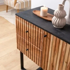 Buffet<Made in Meubles Buffet haut en bois d'acacia et métal Pippa