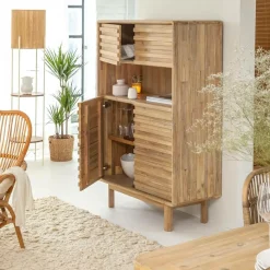 Buffet<Made in Meubles Buffet haut en bois d'acacia Marin