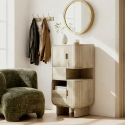 Buffet<Made in Meubles Buffet haut en bois de manguier clair Yoni