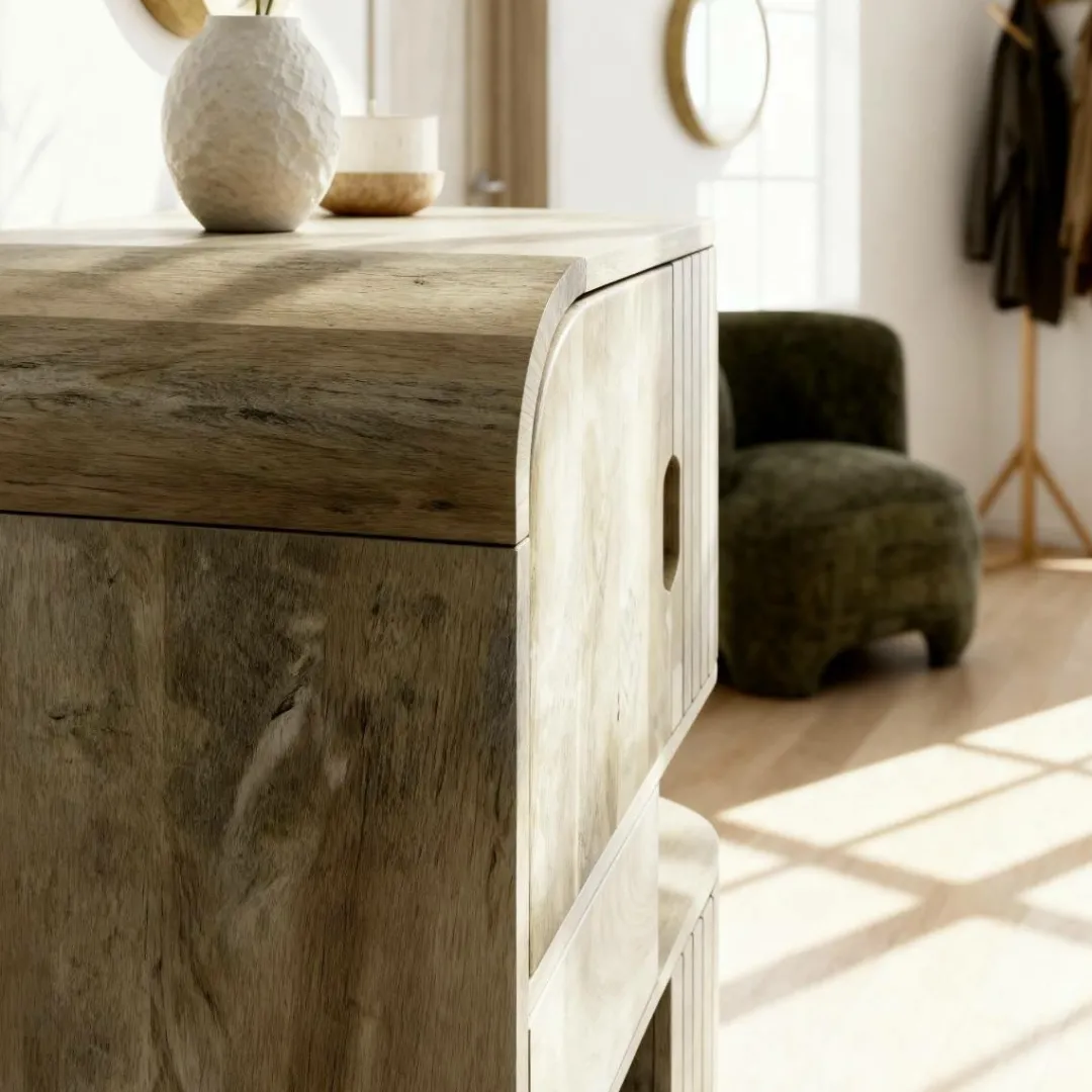 Buffet<Made in Meubles Buffet haut en bois de manguier clair Yoni