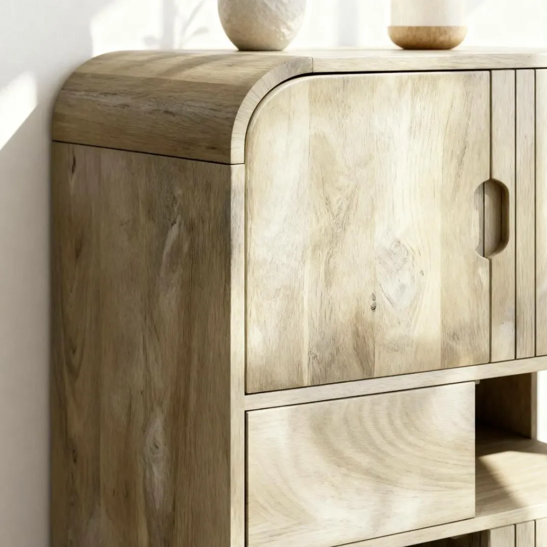 Buffet<Made in Meubles Buffet haut en bois de manguier clair Yoni