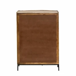 Buffet<Made in Meubles Buffet haut en bois de manguier clair et travertin Josh