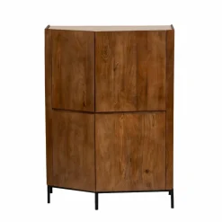 Buffet<Made in Meubles Buffet haut en bois de manguier et travertin Azure