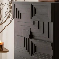 Buffet<Made in Meubles Buffet haut en bois de manguier noir Tristan