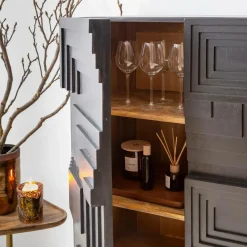 Buffet<Made in Meubles Buffet haut en bois de manguier noir Tristan