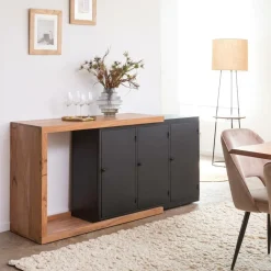 Buffet<Made in Meubles Buffet rétractable en bois d'acacia Emilio