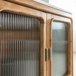 Buffet|Meuble Sous Vasque<Made in Meubles Buffet vitré en bois d'acacia et marbre Emyr