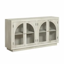 Buffet<Made in Meubles Buffet vitré en bois de manguier blanchi Miliam