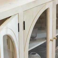 Buffet<Made in Meubles Buffet vitré en bois de manguier blanchi Miliam