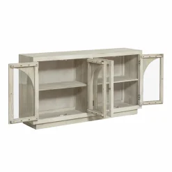 Buffet<Made in Meubles Buffet vitré en bois de manguier blanchi Miliam