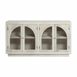 Buffet<Made in Meubles Buffet vitré en bois de manguier blanchi Miliam