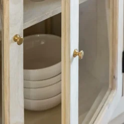 Buffet<Made in Meubles Buffet vitré en bois de manguier blanchi Miliam