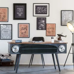 Bureau<Made in Meubles Bureau voiture en métal gris foncé Tata