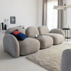 Canapé<Made in Meubles Canapé 3 modules en tissu bouclette gris Calya