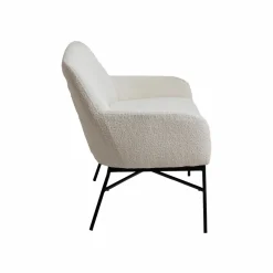 Canapé<Made in Meubles Canapé blanc confort en tissu bouclette 2 places Amandine